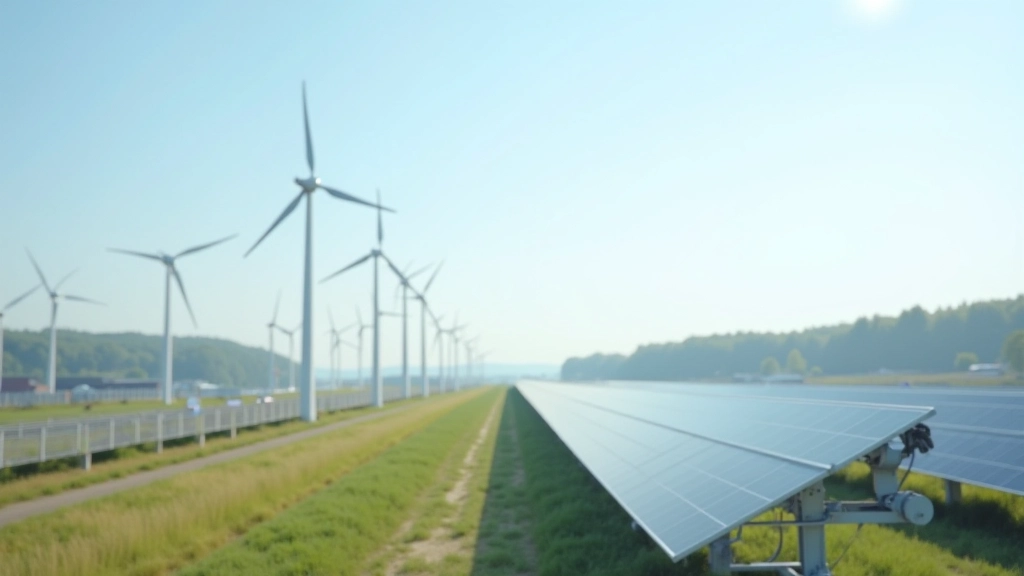 Moderne Energieinfrastruktur mit Windkraftanlagen und Solaranlagen in Deutschland